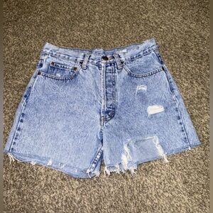 Vtg Attrak Distressed Cut-Off Button- Fly Jean Shorts 28